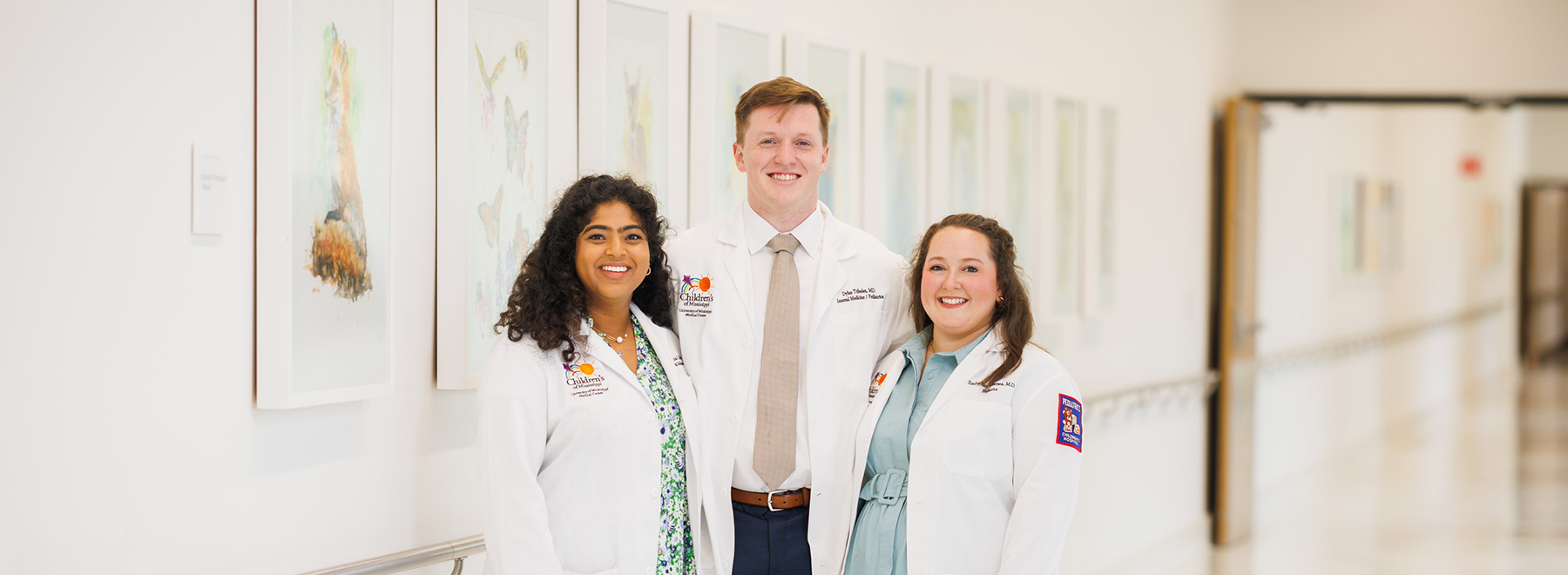 Photo of UMMC Pediatric Chief Residents: Monica Kala, Dylan Tribolet, and Emilee Ann Roberson